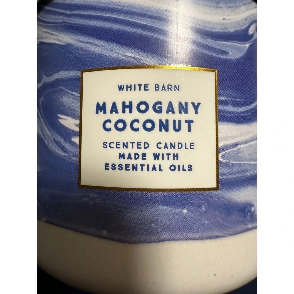 White Barn Mahogany Coconut 3-Wick Scented Candle 14.5 oz Essential Oils - Picture 2 of 4
